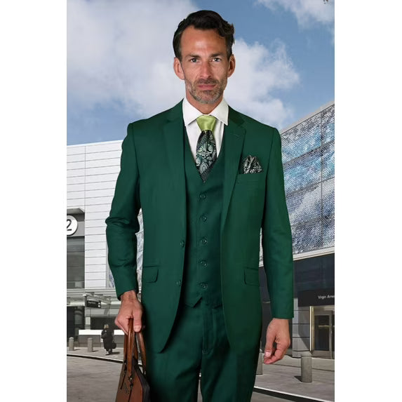 Men's Designer Vested Modern Fit Wool Wedding & Business Suit